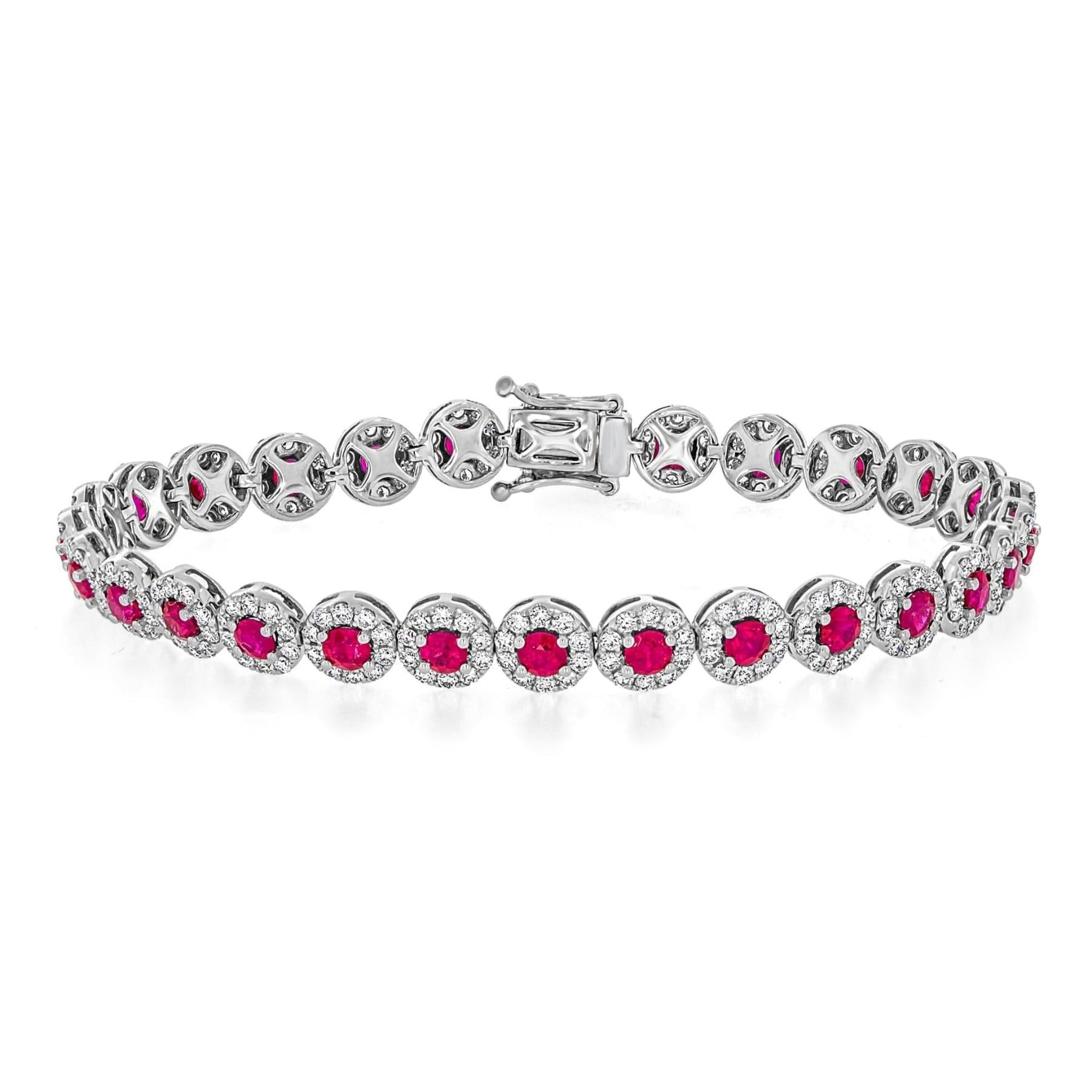 Halo Ruby & Diamond Bracelet - Rosendorff Diamond Jewellers